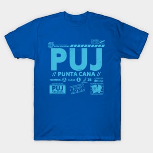 Vintage Punta Cana PUJ Airport Code Travel Day Retro Travel Tag Dominican Republic T-Shirt